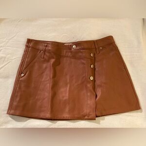 We The Free Tan Faux Leather Mini Skirt